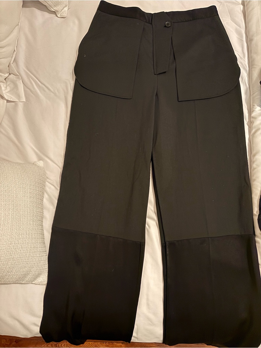 Zara Black Wide-Leg Pants with Patch Panels